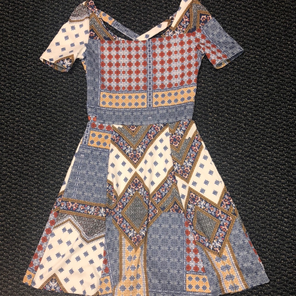 Patterned short sleeve, Skater style dress